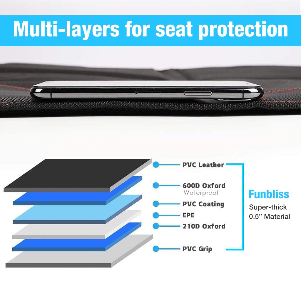 STHIRA Car Seat Protector for Child Car Seat with Thick Padding and Non Slip PVC Leather | Black Upholstery Cover