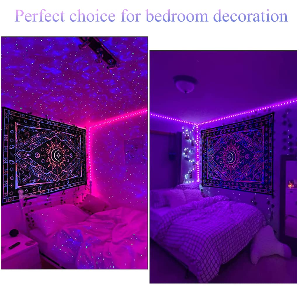 HASTHIP® Blacklight Tapestry UV Reactive Tapestry Glow in The Dark, Sun and Moon Tapestry, Aesthetic Tapestry Wall Hanging Tapestry Fluorescence Tapestry Night Glow Tapestries (51.2 in x 59.1 in)