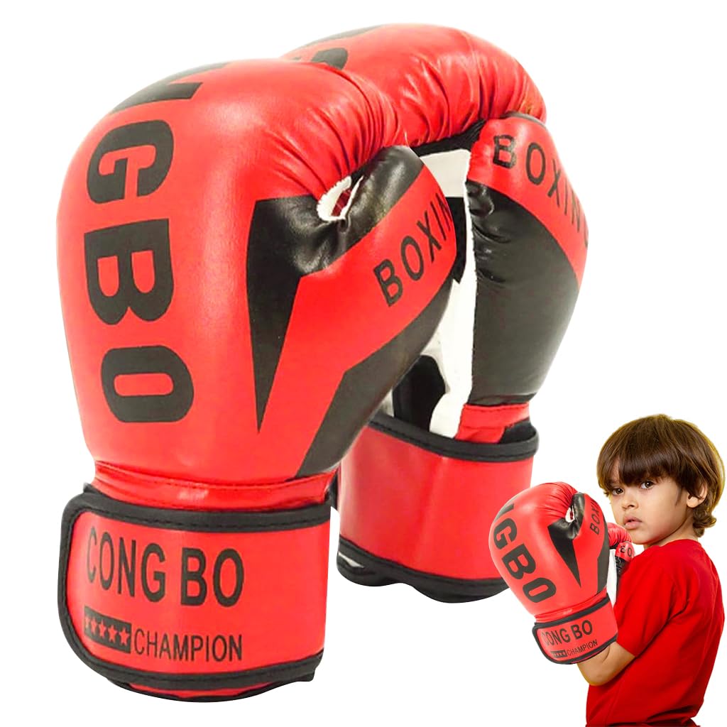 Proberos Kids Boxing Gloves for Training with 6 oz Padding and Ergonomic Fit | Red