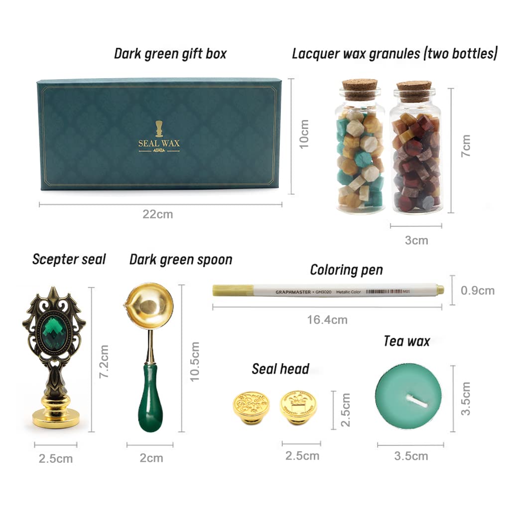 Supvox Wax Seal Stamp Kit for Invitations with 90 Wax Beads and Detachable Wooden Handle | Gift Box