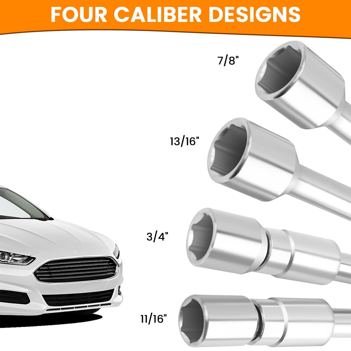 STHIRA Folding Cross Lug Wrench for Car Tire Changing with 17 19 21 23mm Sockets | Chrome Steel