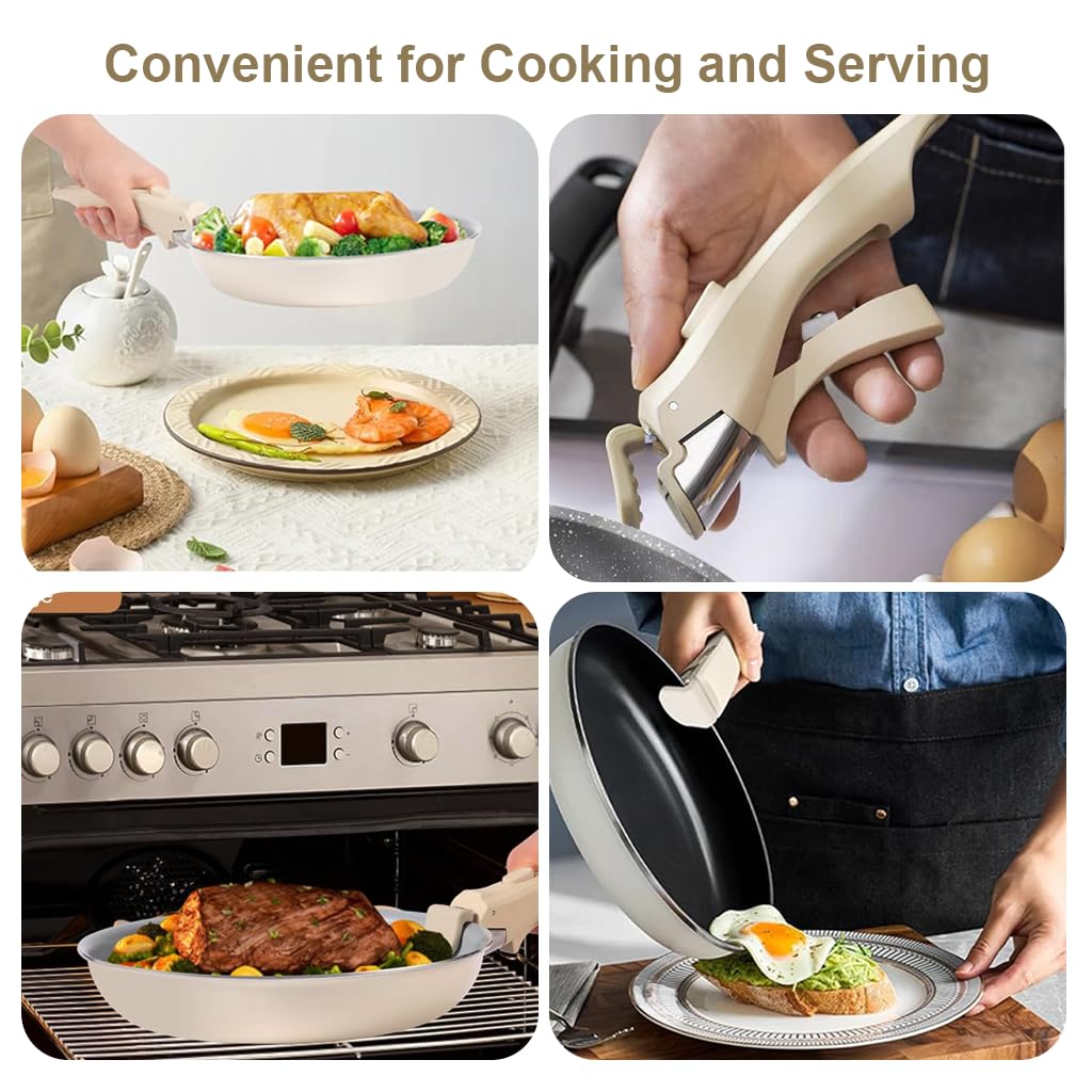 HASTHIP Universal Detachable Pot Handle for Handleless Pans with Secure Anti Slip Grip 2PCS