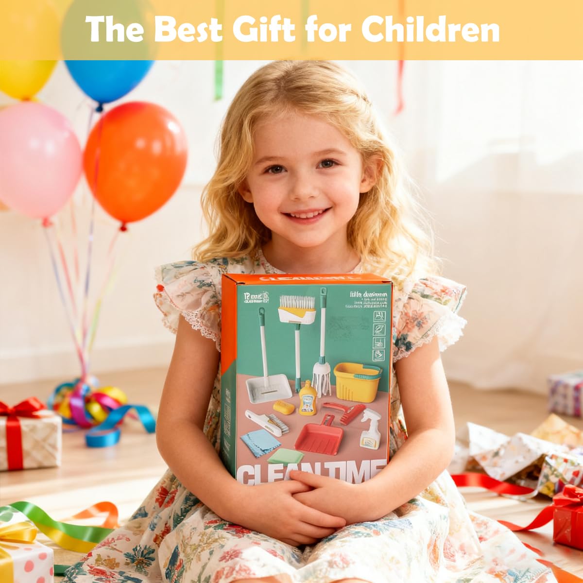 PATPAT Kids Cleaning Tool Set for Pretend Play with 12 Pieces | Educational Toy Kit