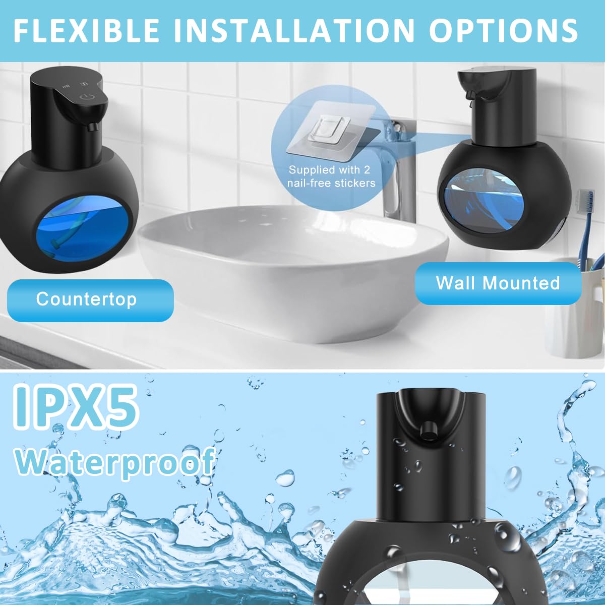 Supvox Automatic Soap Dispenser 420ml for Bathroom and Kitchen with 4 Modes USB Rechargeable Sensor | IPX5 Waterproof Touchless Hand Wash Design