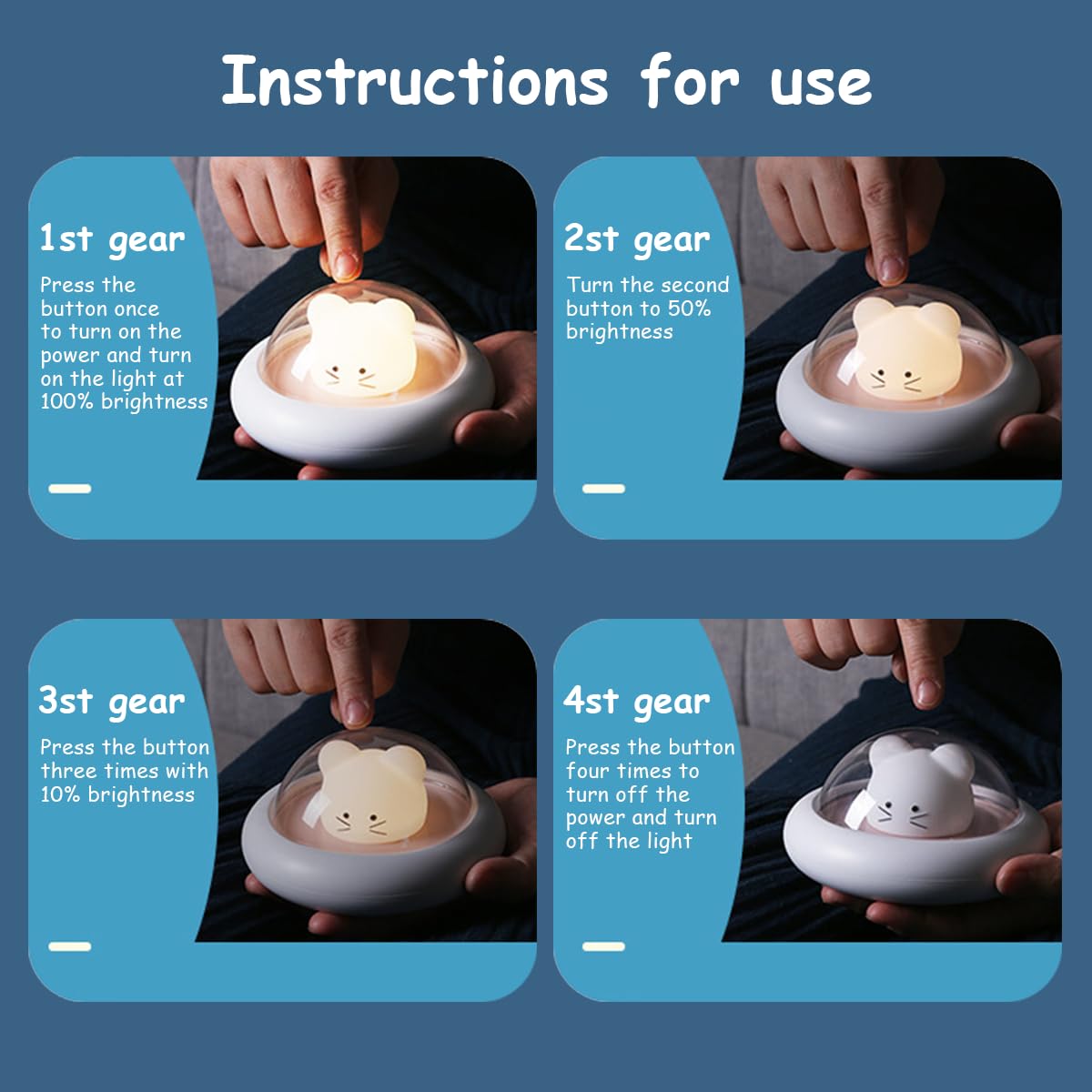 ELEPHANTBOAT LED Night Light for Kids with 3 Brightness Levels and 20 Mins Auto Off | USB Rechargeable