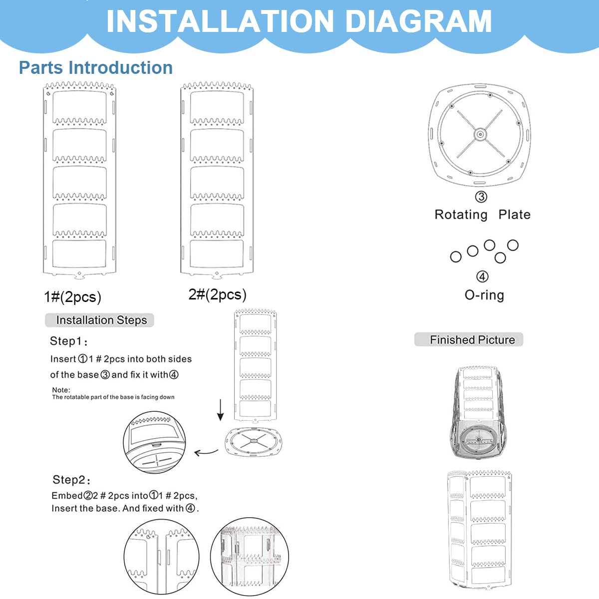 HASTHIP 360 Rotating Earring Holder for Jewelry Display with 5 Tiers and 236 Holes | Clear Plastic Stand