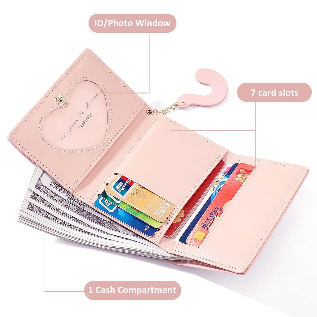 PALAY® Fashion Girls Cute 3D Cat Face Glitter Ears Wallet with Tail Tri-folded Wallet ID Card Case with Zipper Pocket