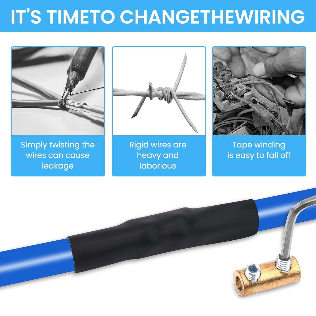 Serplex Wire Connectors Set for 6 AWG Splicing with Hex Screws and Wrench | 80 Amp Capacity