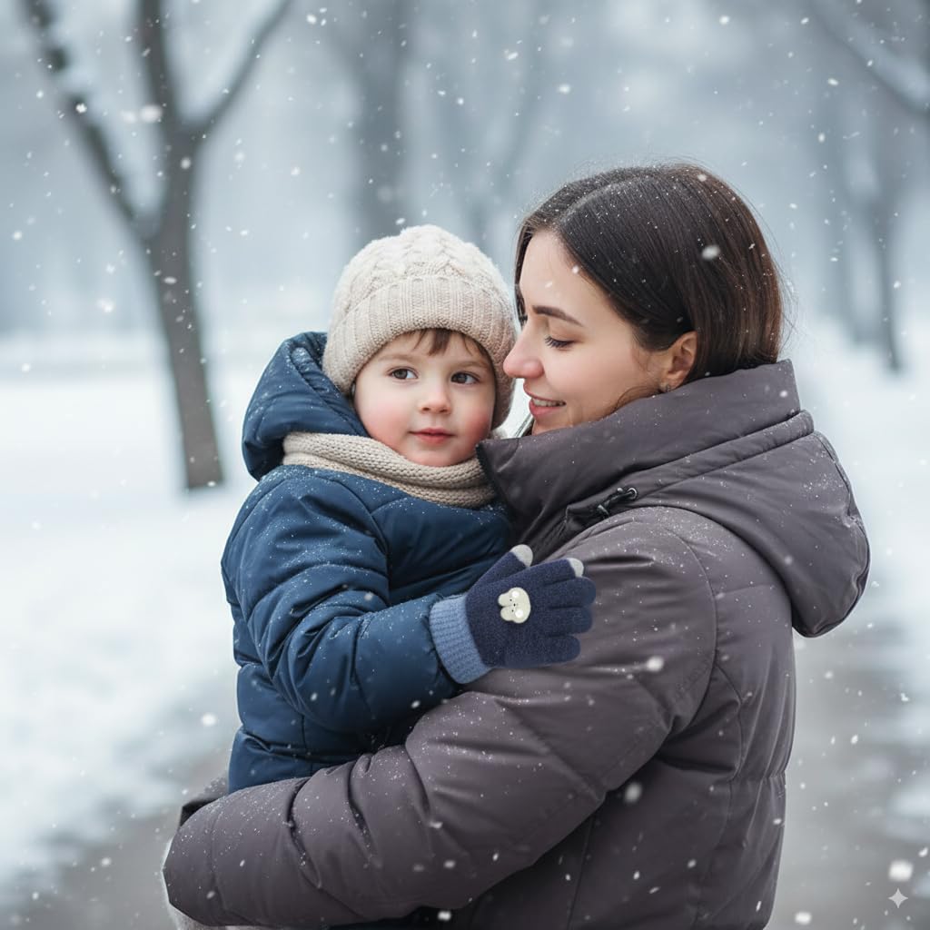 Zibuyu Winter Knitted Mittens for Baby 0–3 Years with Elastic Wrist | Soft Blue Gloves