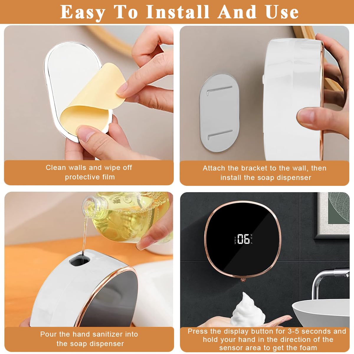 HASTHIP Soap Dispenser for Bathroom with 280ml Capacity and 3 Adjustable Bubble Levels | Automatic Foaming Sensor Design