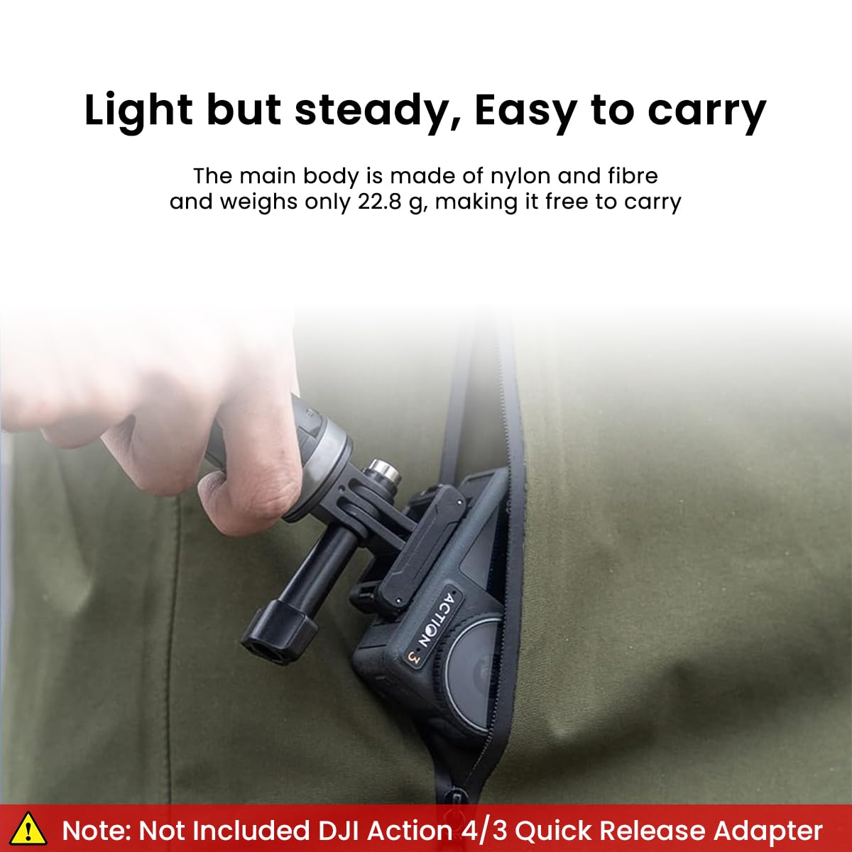 Verilux Magnet Adapter Mount for DJI Action 4 or 3 with Secure Claws | Outdoor Vlogging Tripod Connection