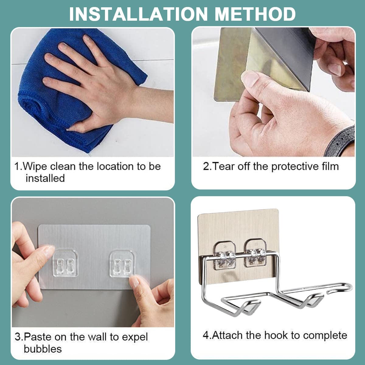 HASTHIP Hair Dryer Stand for Bathroom Wall Mount with Plug Holder and Self Adhesive Steel | Space Saving Grey Organizer