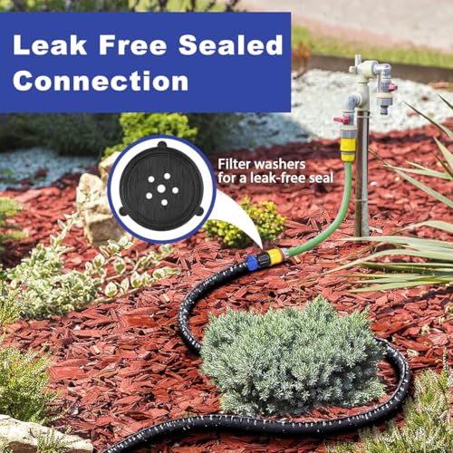 HASTHIP Garden Hose 49.2Ft PVC Soaker Hose with High Density Polyester Webbing Wrap Universal Garden Soaker Hose Penetration Hose Porous Weep Hose for Gardening, Watering Garden Beds, Irrigation