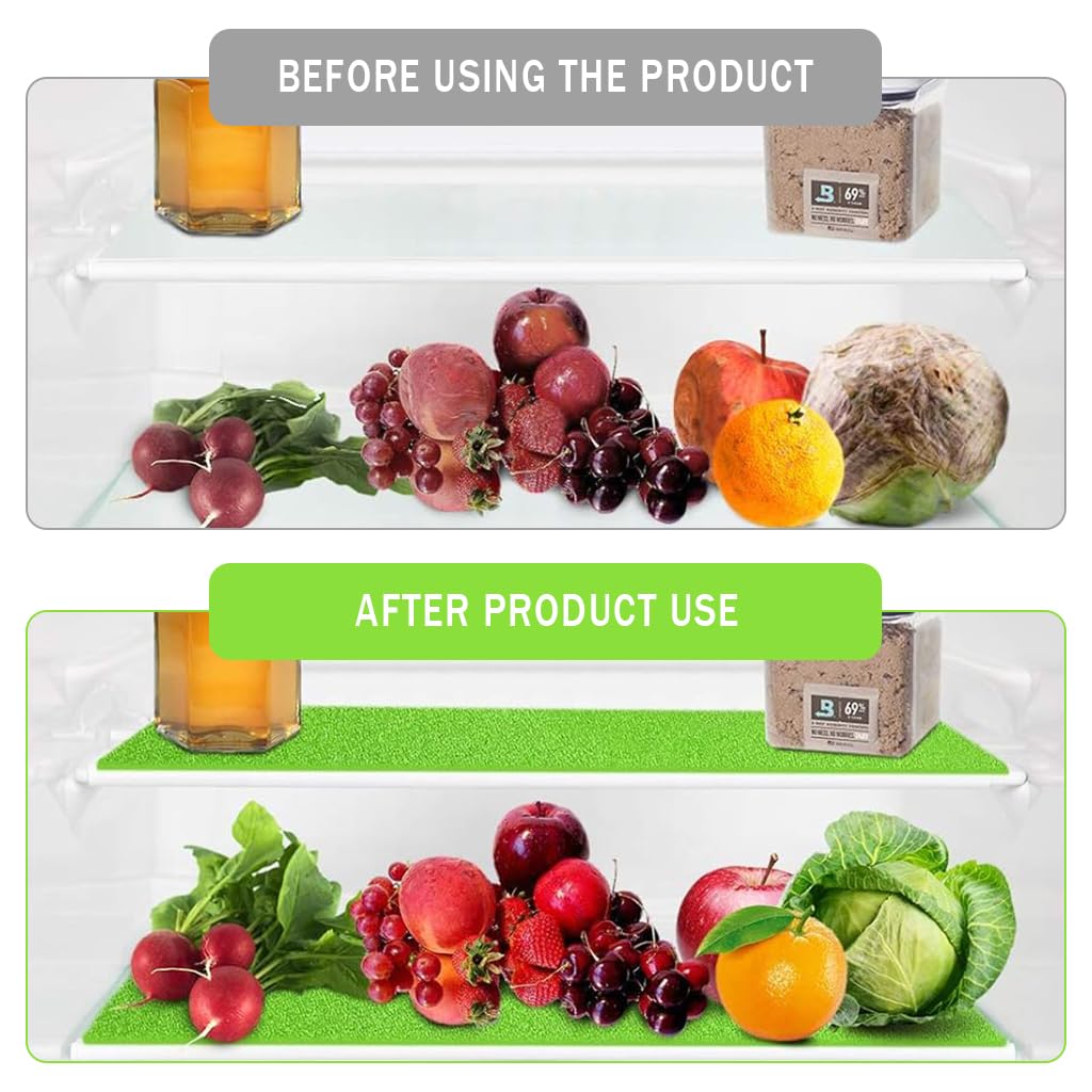 Supvox Fridge Mat Set for Refrigerator Drawer Protection with 12x15 in Waterproof Polypropylene | Pack of 5 Green Anti Bacterial Liners
