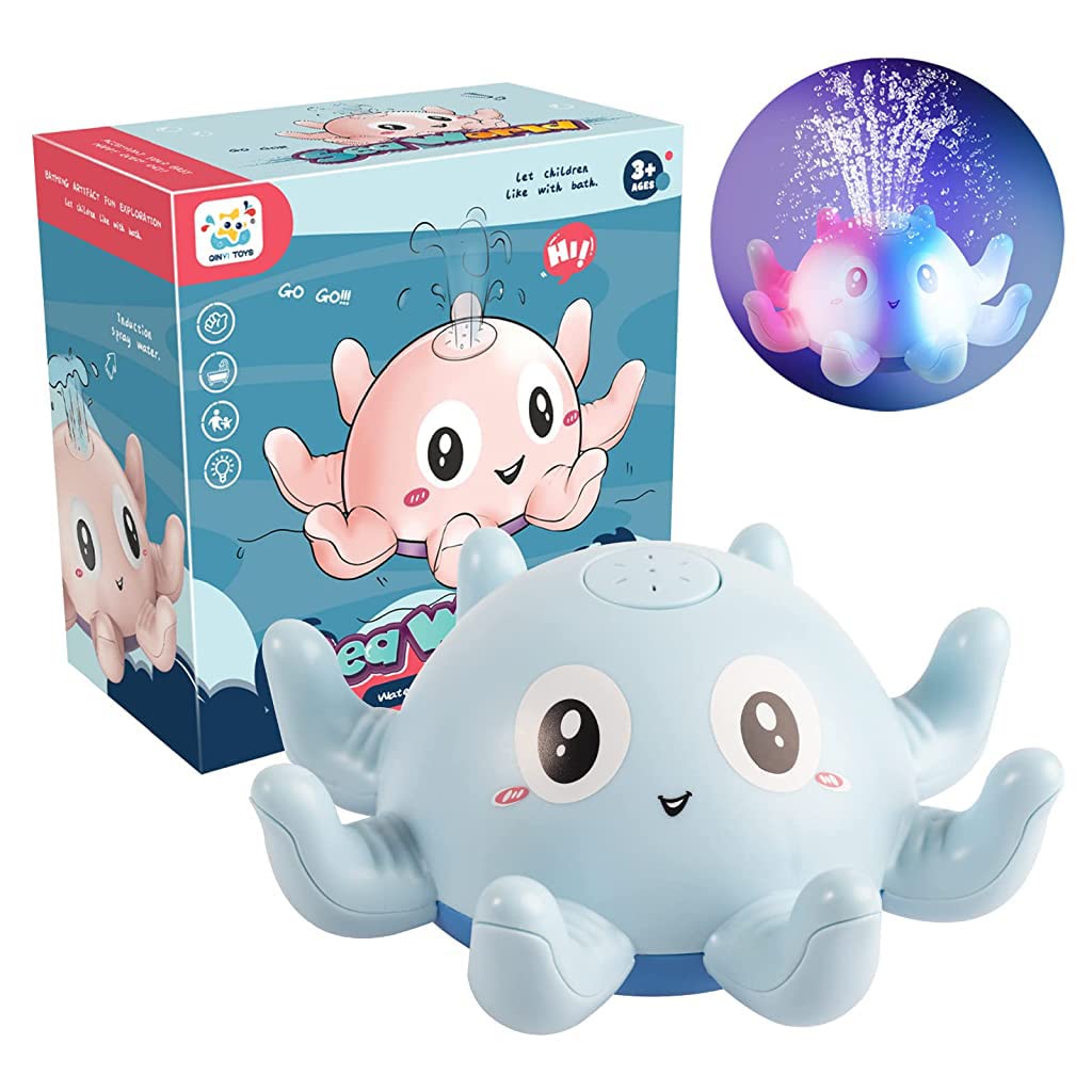 ZIBUYU Baby Bath Toys for 6–24 Months with LED Light and Water Spray | ABS Octopus Sprinkler