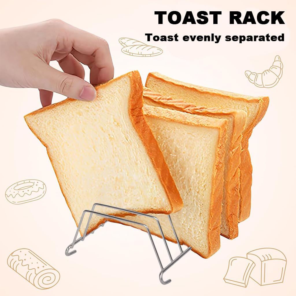 Supvox Air Fryer Toast Rack with 8 Slots for Even Toasting and 13.5×9×5 cm Stainless Steel Build