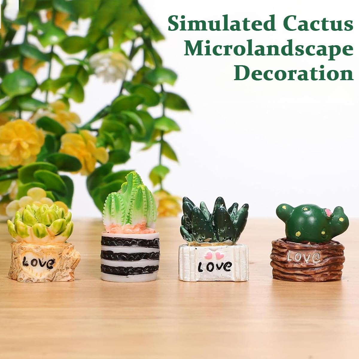 HASTHIP Cactus Micro Landscape Plants 2.3x2.2cm for Desk Decor with PVC Mini Succulents | Dollhouse Garden Display