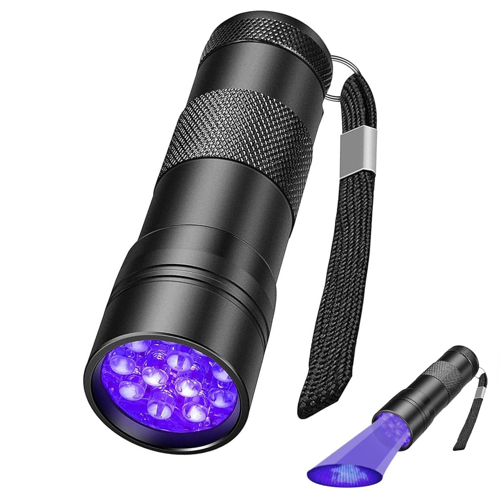 Optifit UV Flashlight for Pet Stain and Leak Detection with 12 LED 395nm Light | Aluminum Alloy Waterproof Design