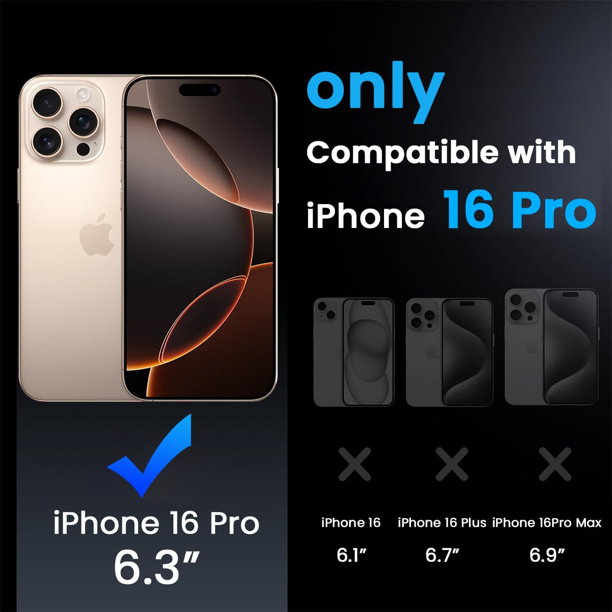 ZORBES Back Case Cover for iPhone 16 Pro with Magnetic Lock and Foldable Camera Stand | Matte PC and TPU Shockproof Design