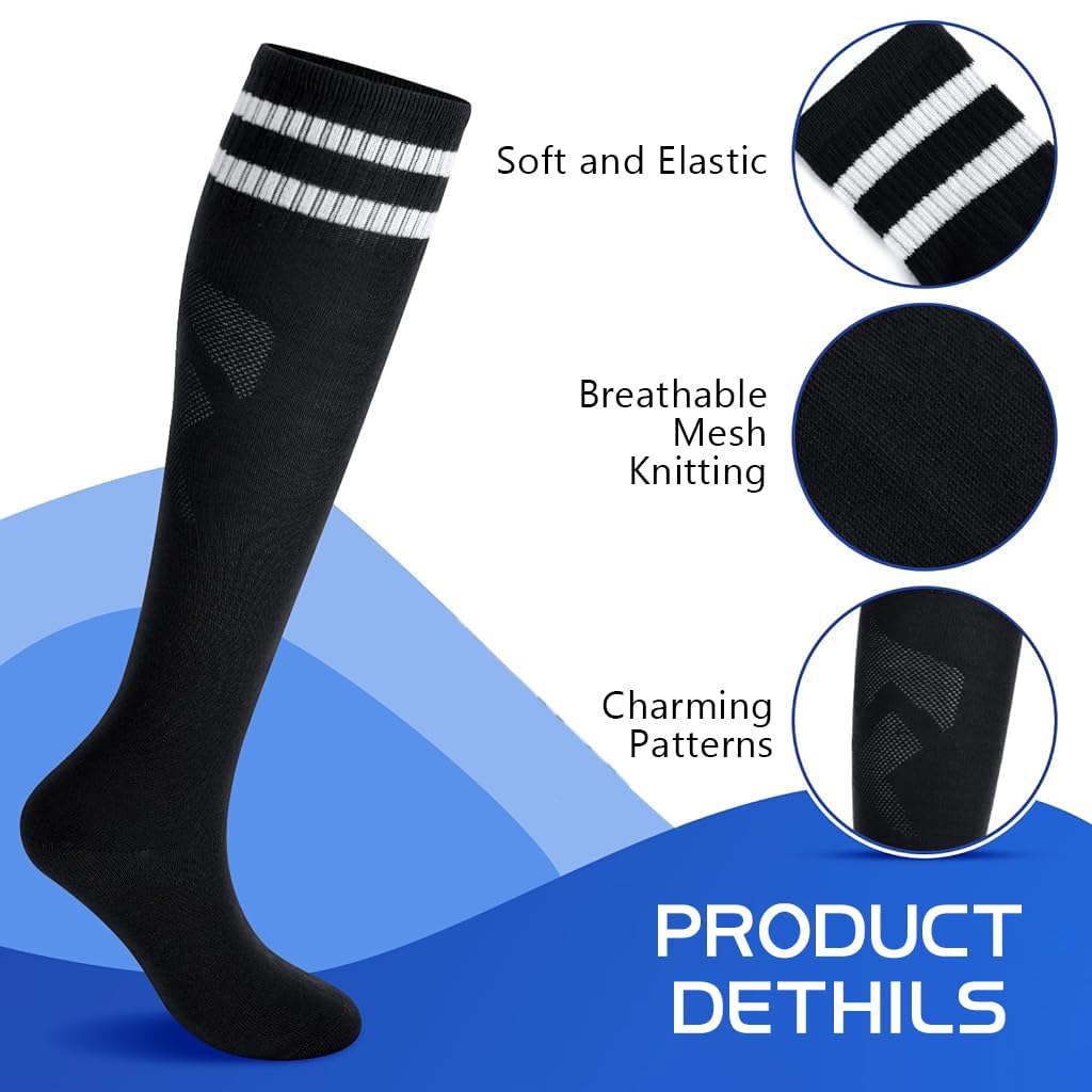 PROBEROS Girls Sport Compression Socks for Soccer and Basketball with 13.5 in Knee High Design | Breathable Polyester Cotton for Ages 10–15