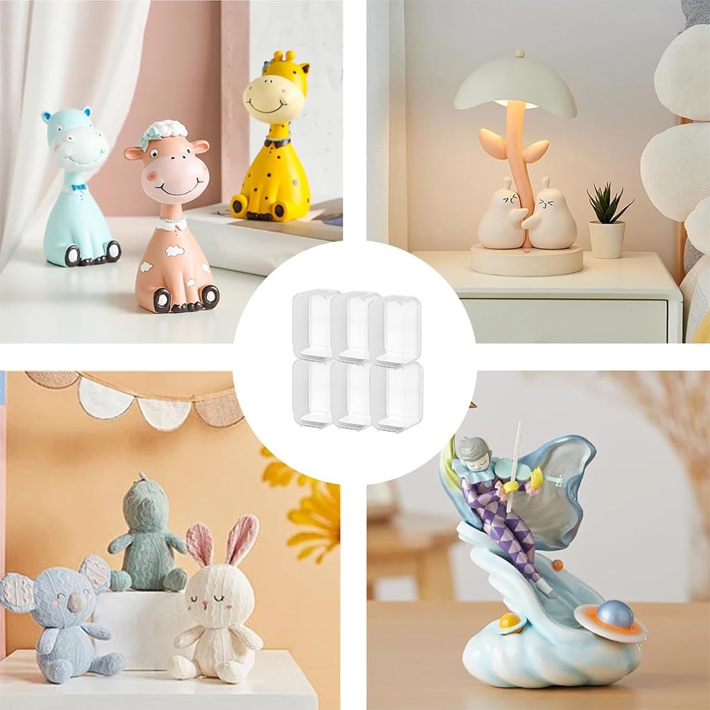 HASTHIP Display Case for Figures with Stackable Design and Clear Acrylic Boxes Set of Six