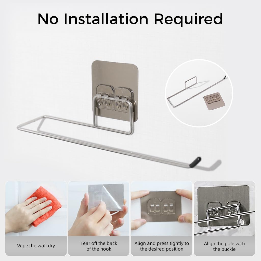 ZIBUYU Tissue Paper Holder for Bathroom and Kitchen featuring Self Adhesive Mount 10.4 in Metal Rack | Space Saving Design