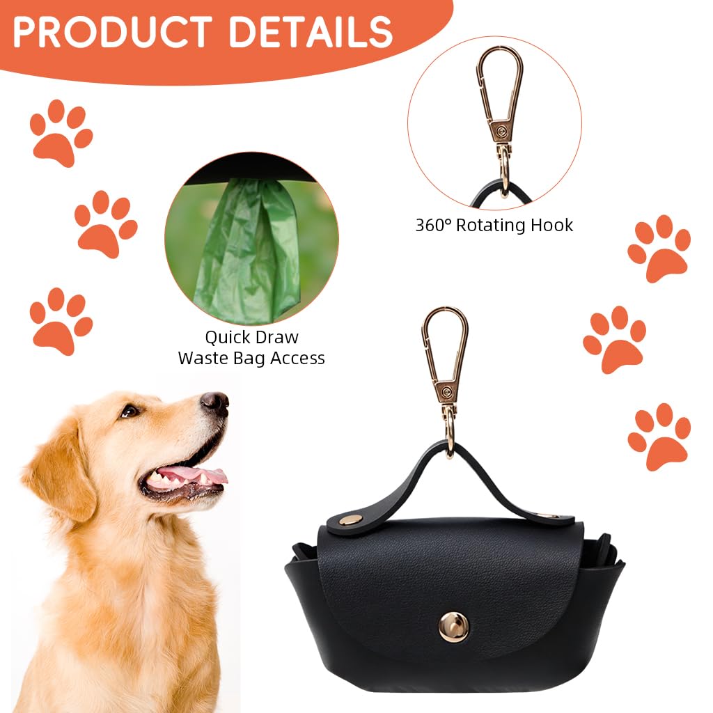 Qpets Dog Waste Bag Dispenser for Daily Walks with 9.5x8cm Compact Size and Metal Clasp