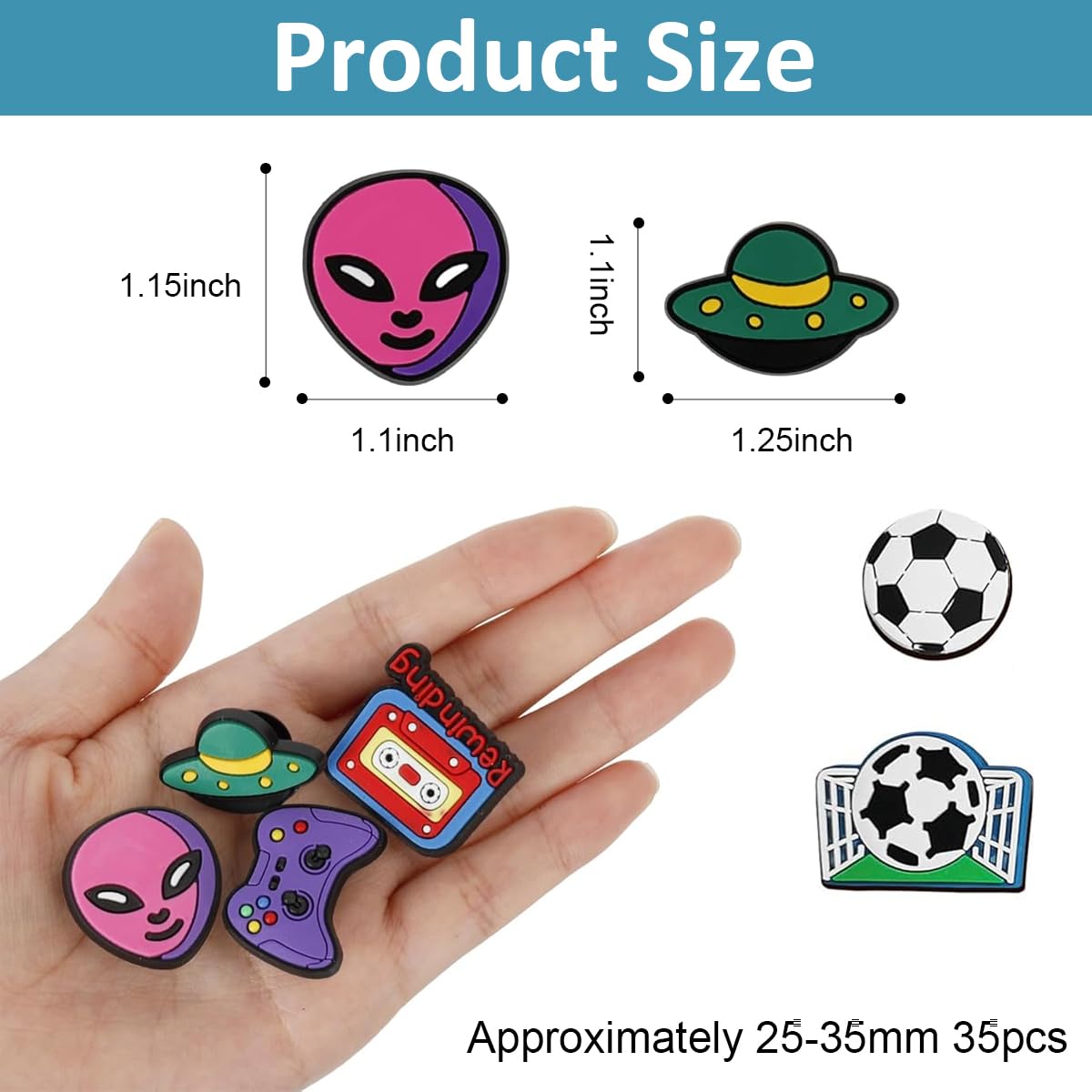 HASTHIP Cartoon Clog Charms for DIY Footwear with Secure Snap Attachment | 35pcs Rubber Set