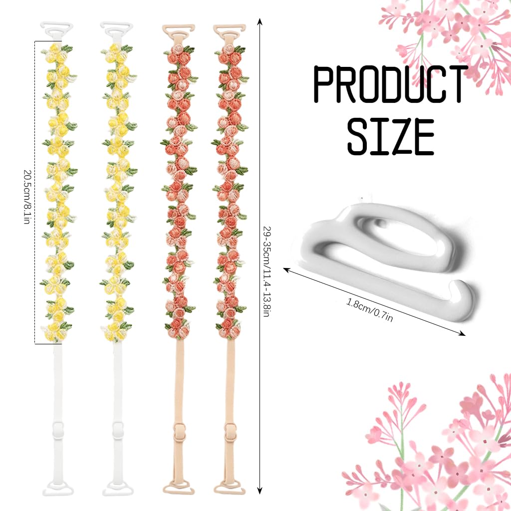 SANNIDHI Bra Straps for Women with Embroidered Floral Design 1.8cm Width Adjustable 3 Pcs Set