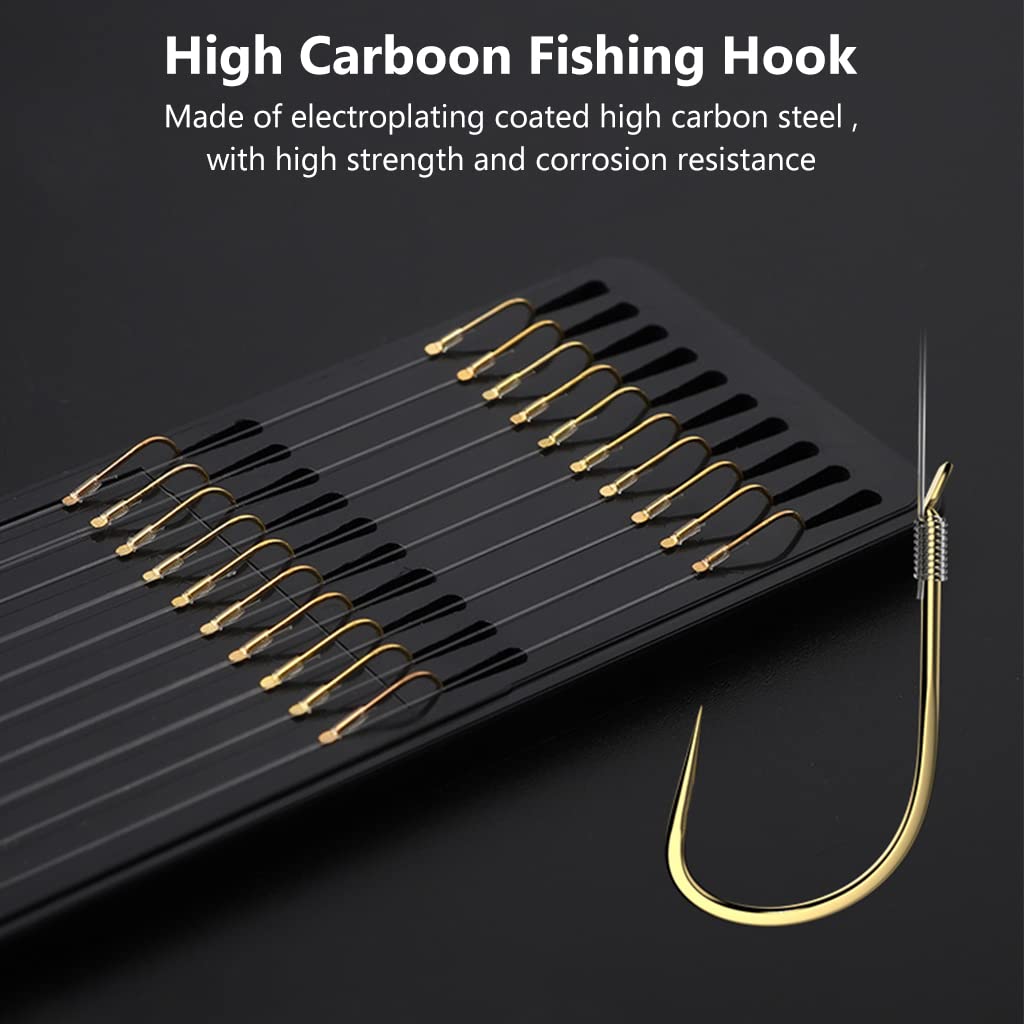 Proberos 10 pcs of Fishing Hooks, High Carbon Steel Sharpened Hook with Prepared Hook Line, Freshawater Fishing Hook Kit, Suitbale for Weighs 0.5-1.5kg(5#)