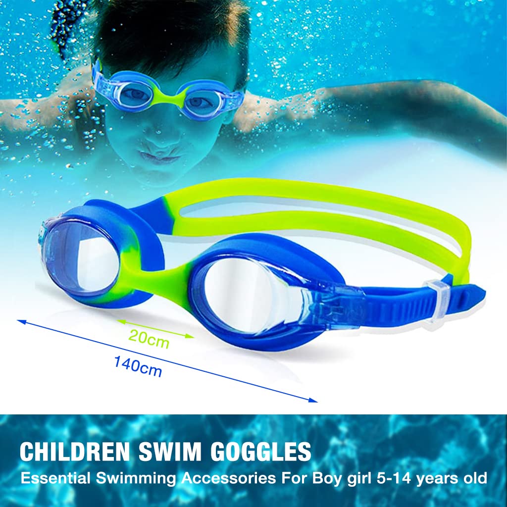 Proberos® Swimming Goggles for Boys and Girls with Earplugs and Nose Clip, Anti Fog UV Protection Professional No Leaking Swimming Goggles for Men Women (Blue)