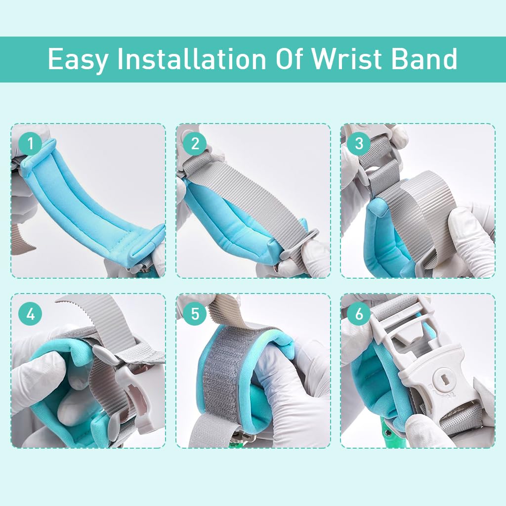 SNOWIE SOFT Kids Safety Leash for Travel with 6.6ft Adjustable Wrist Strap and Induction Lock | Green Stainless Steel Design