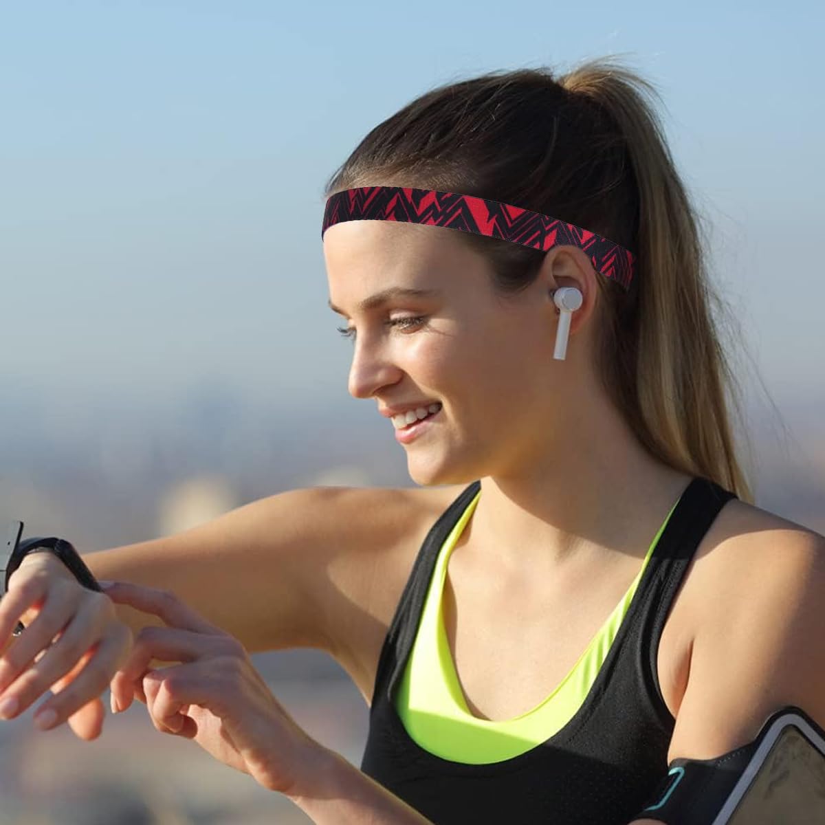Proberos Sport Headbands for Running and Yoga featuring Anti-Slip Silicone Grip & 1.5cm Slim Design