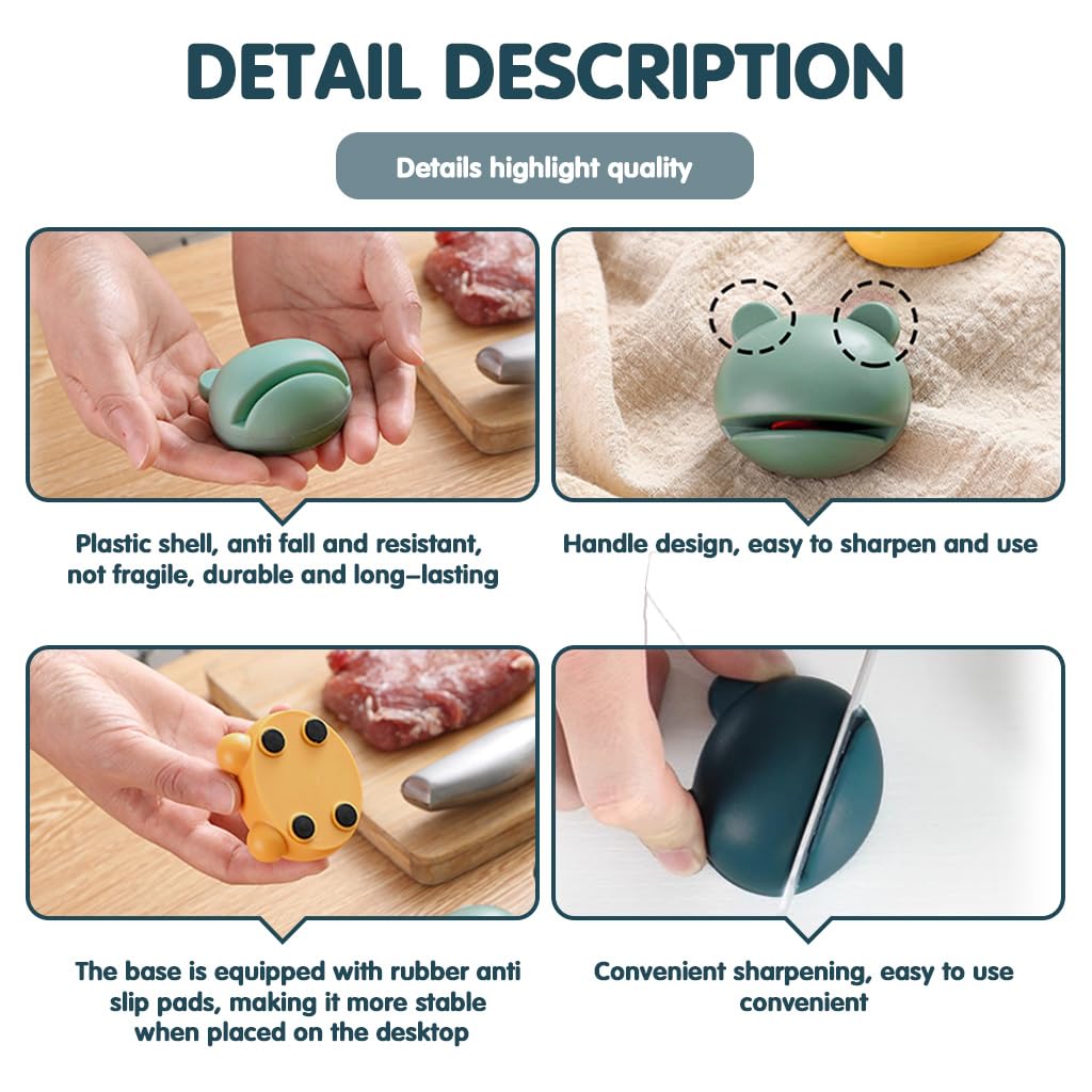 HASTHIP Manual Sharpener Set for Kitchen with Easy Pull Through Mechanism | 3PCS Frog Design