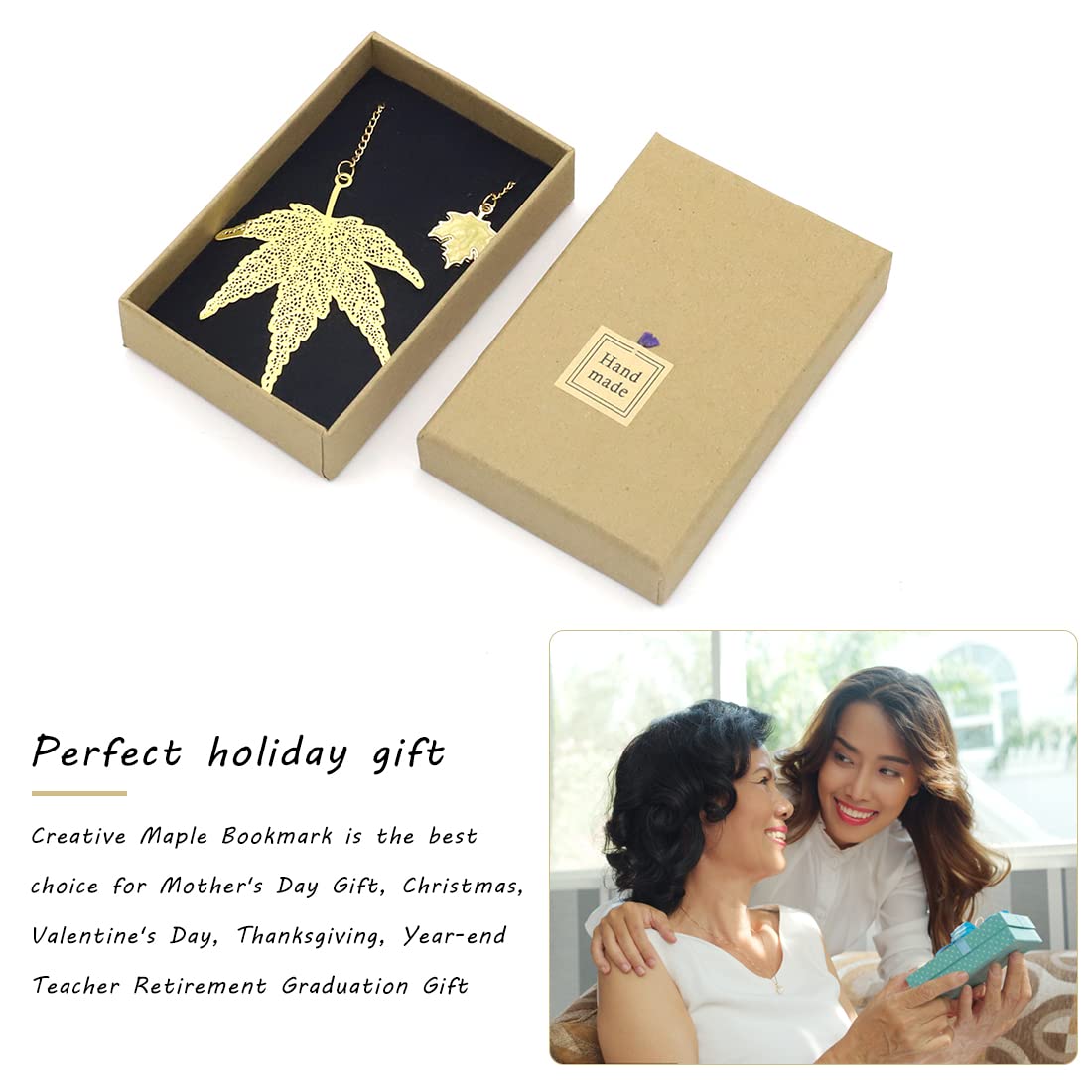 Supvox Metal Maple Leaf Bookmark for Reading and Gifting with 40g Weight | Golden Hollow Design