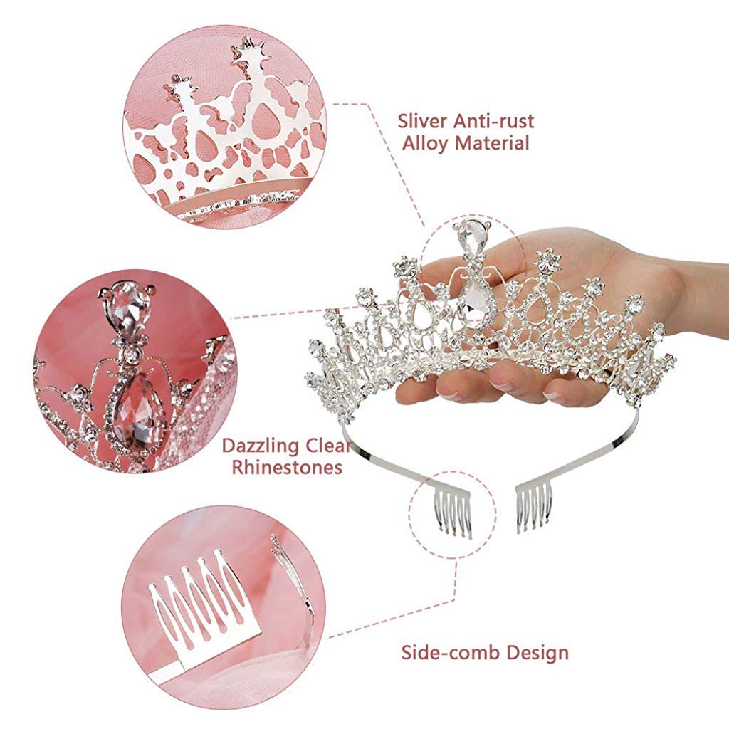 PALAY® Unisex Crystal Tiara Crown with Rhinestones Comb