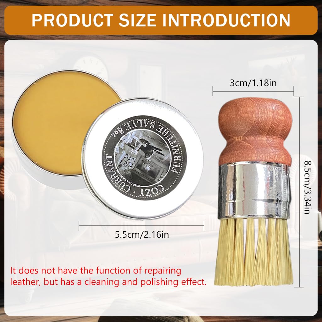 HASTHIP Leather Polish Paste 60g for Furniture and Car Interiors with Brush | Dual-Action Cleaning and Conditioning