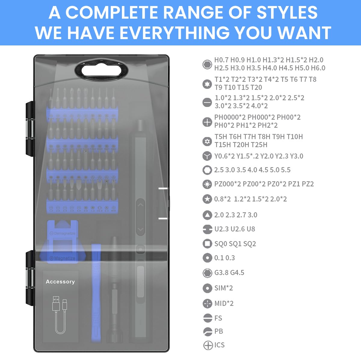 Serplex Mini Electric Screwdriver with 40 Bits and LED | 200 RPM Power and 4 Torques