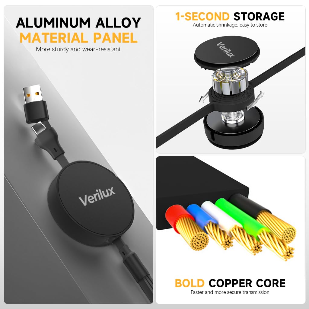 Verilux 3 in 1 USB to Type C Cable with PD 100W Multi Connector for Phones | 3PCS Set