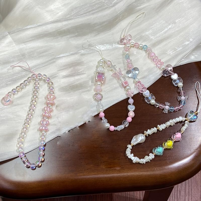 ZORBES Phone Charms Cute Beaded Phone Lanyard Wrist Strap Aesthetic Cell Phone Keychain Cute Phone Charms for Women