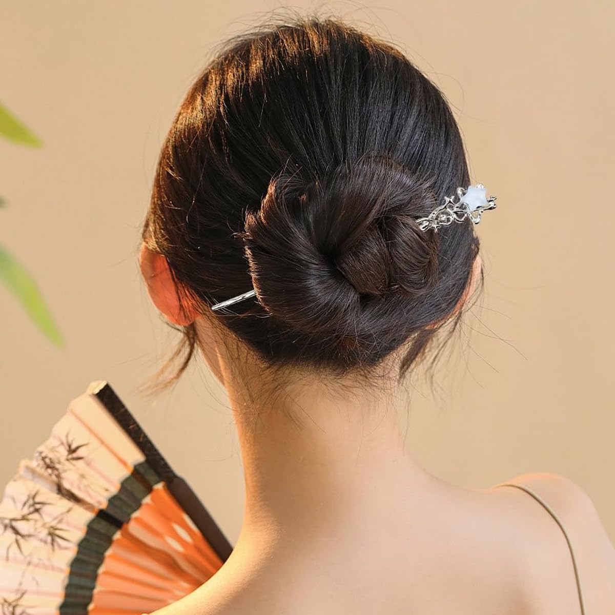 SANNIDHI Hair Sticks for Bun with 7 in Crescent Star Charm Metal Alloy Design | Women Updo Accessory