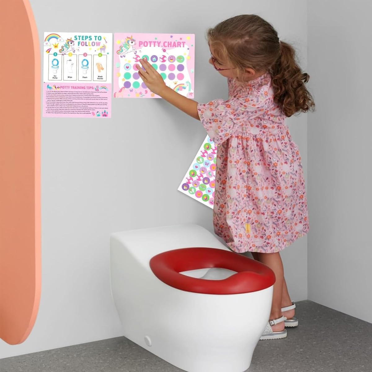 PATPAT Reward Chart for Kids Potty Training with 15Pcs Stickers featuring Unicorn Design | Encourages Toddler Independence