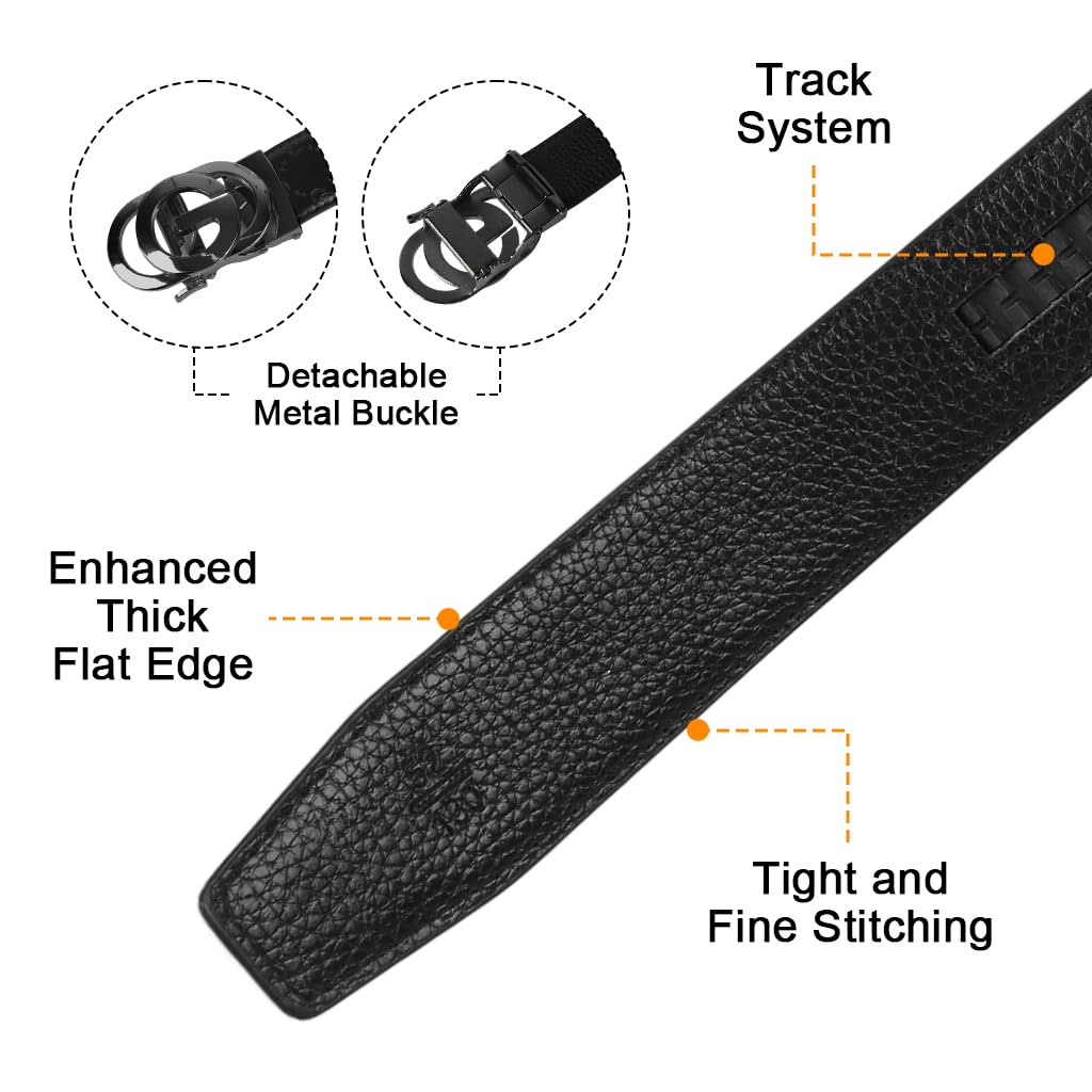 GUSTAVE Leather Belt for Men featuring Auto Lock Metal Buckle and 130cm Adjustable Fit | Formal and Casual Wear