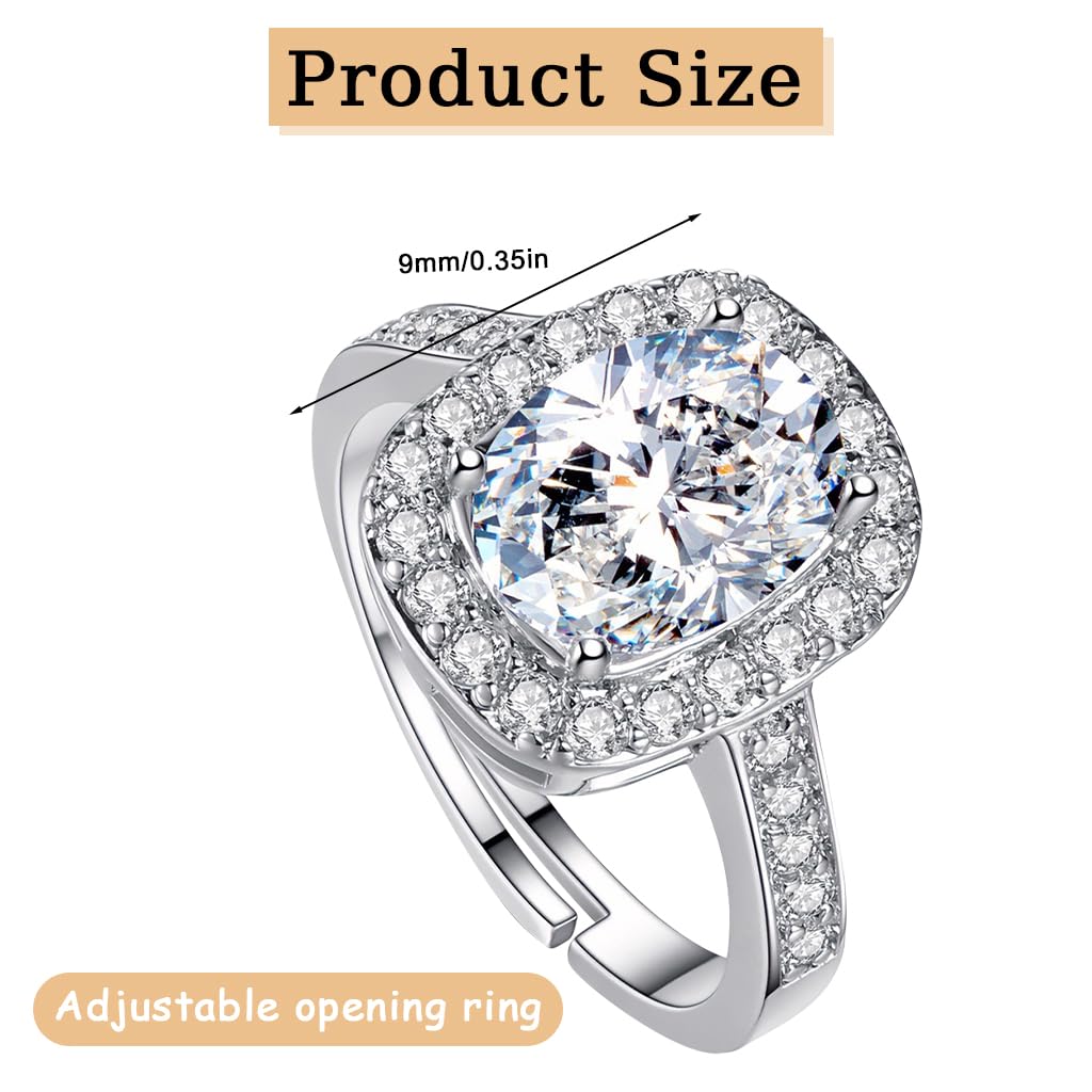 Zibuyu Diamond Ring for Daily Wear featuring 2 Carats Round Zircon Open Adjustable Design