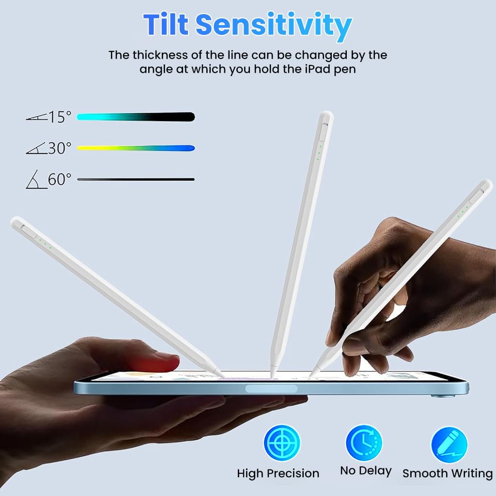 ZORBES Stylus Pen for iPad 11 and 10th Gen with Palm Rejection and Magnetic LED Display | Fast 14min Charging