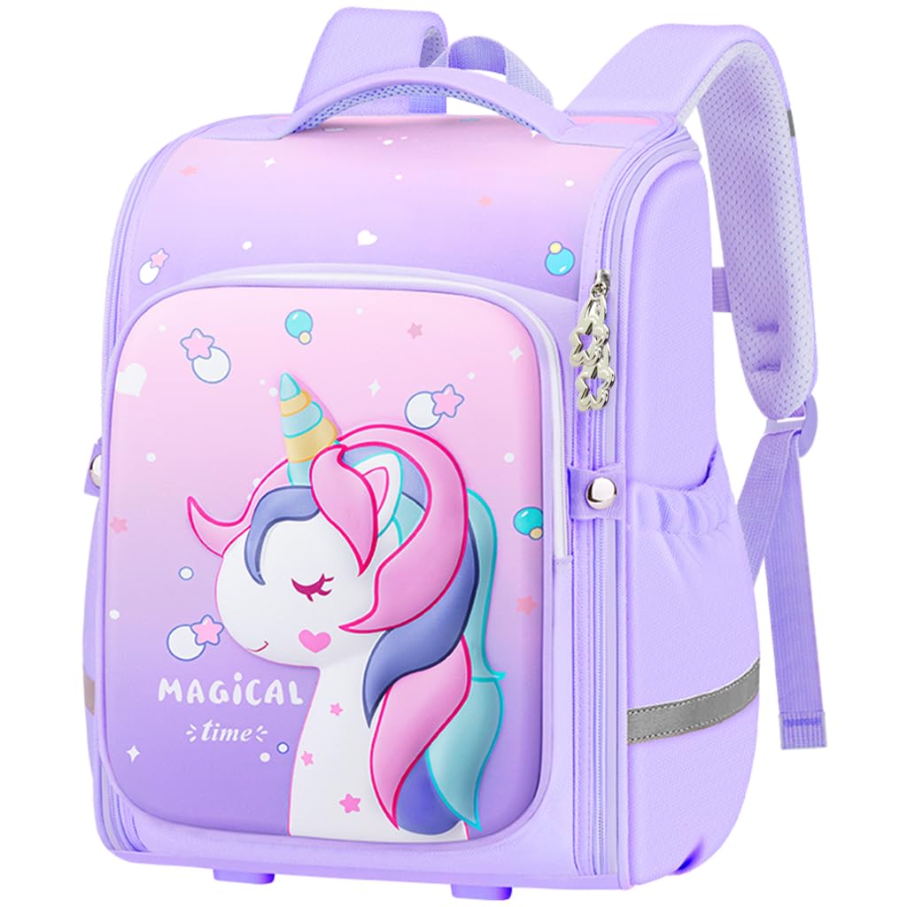 PALAY® School Backpack for Girls, Unicorn Cartoon School Backpack Large Capacity Girls Backpack for School, Travel, Camping, Burden-relief School Backpack for Kids 6-12 Years Old