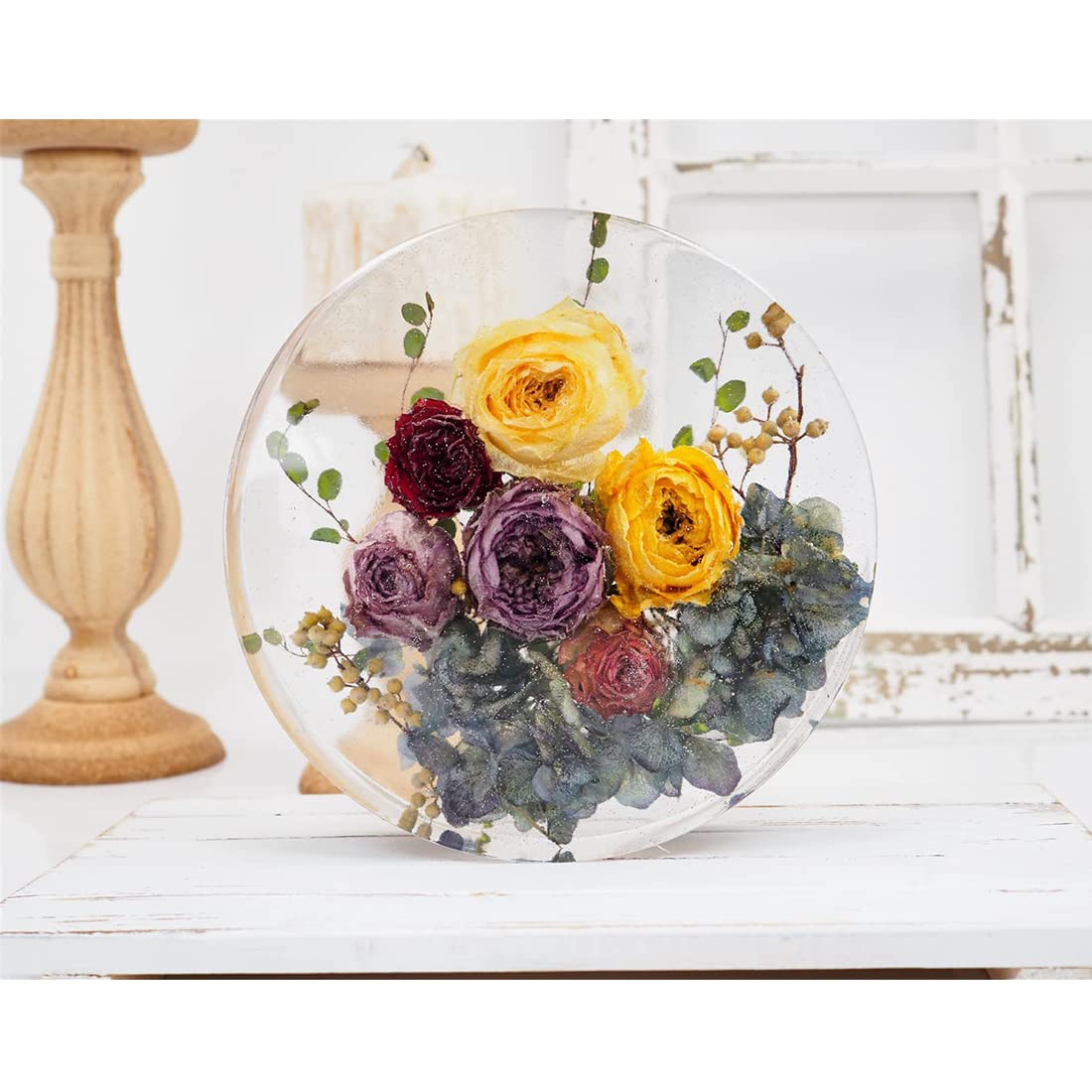 HASTHIP Round Resin Mold for DIY Scented Candles and Soap Decor 22.6×5.1cm Silicone Mold