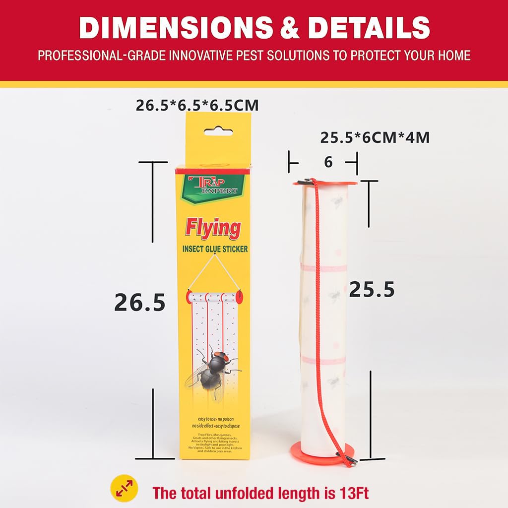 Supvox Fly Trap Kit for Garden and Indoor Use with 4m Sticky Roll | Non-Toxic Hangable Design