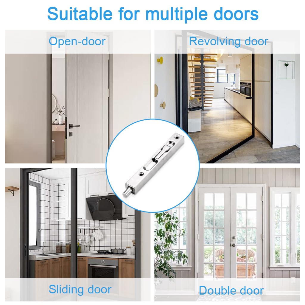 Serplex Flush Bolt for Double Door featuring 6 in Spring Loaded Push Lever | 304 Stainless Steel