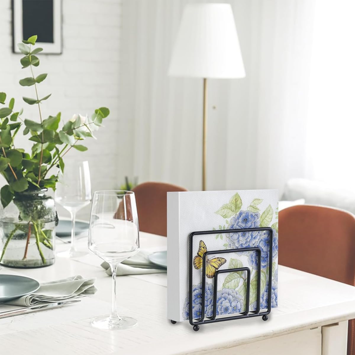 Supvox Napkin Holder for Dining Table with 13.7x5.5x12.8 cm Vertical Design | Black Iron